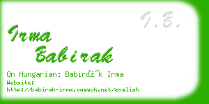 irma babirak business card